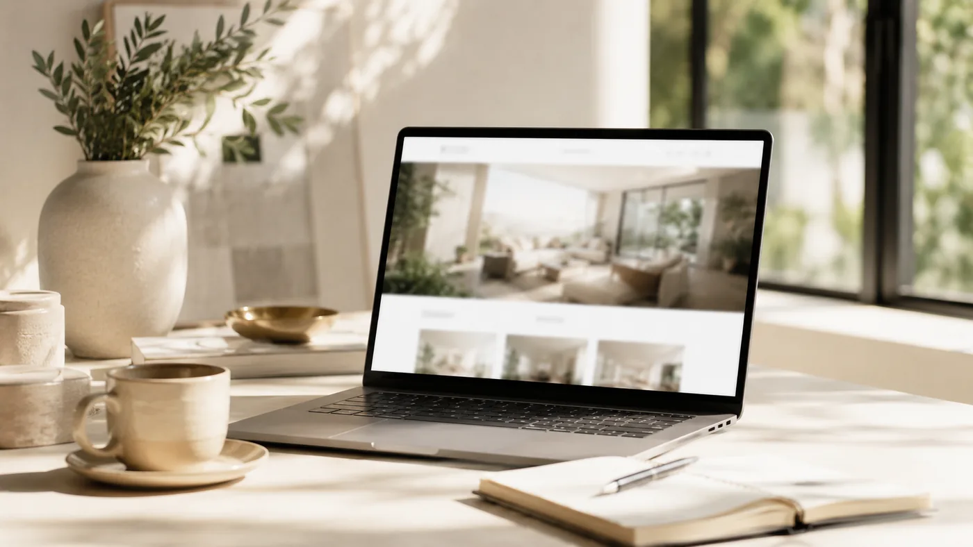 Conversion-optimierte Immobilien-Landingpage am Laptop